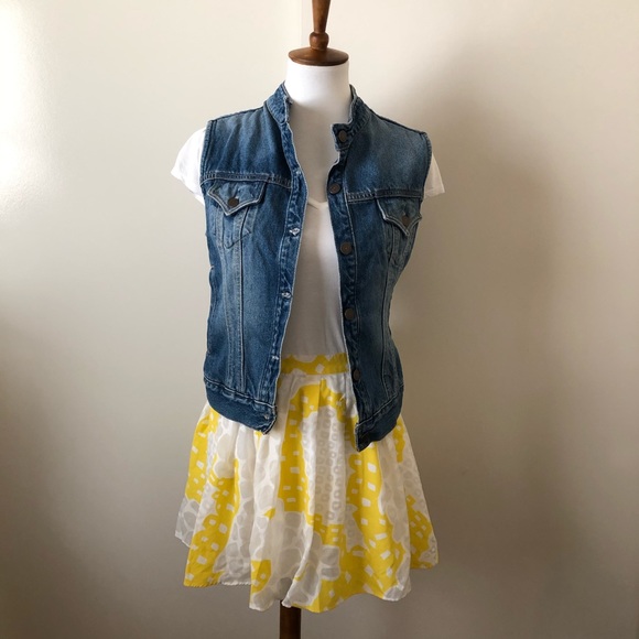 Kimchy & Blue Yellow & White Ruffle Skirt Sz 2 - Picture 2 of 6